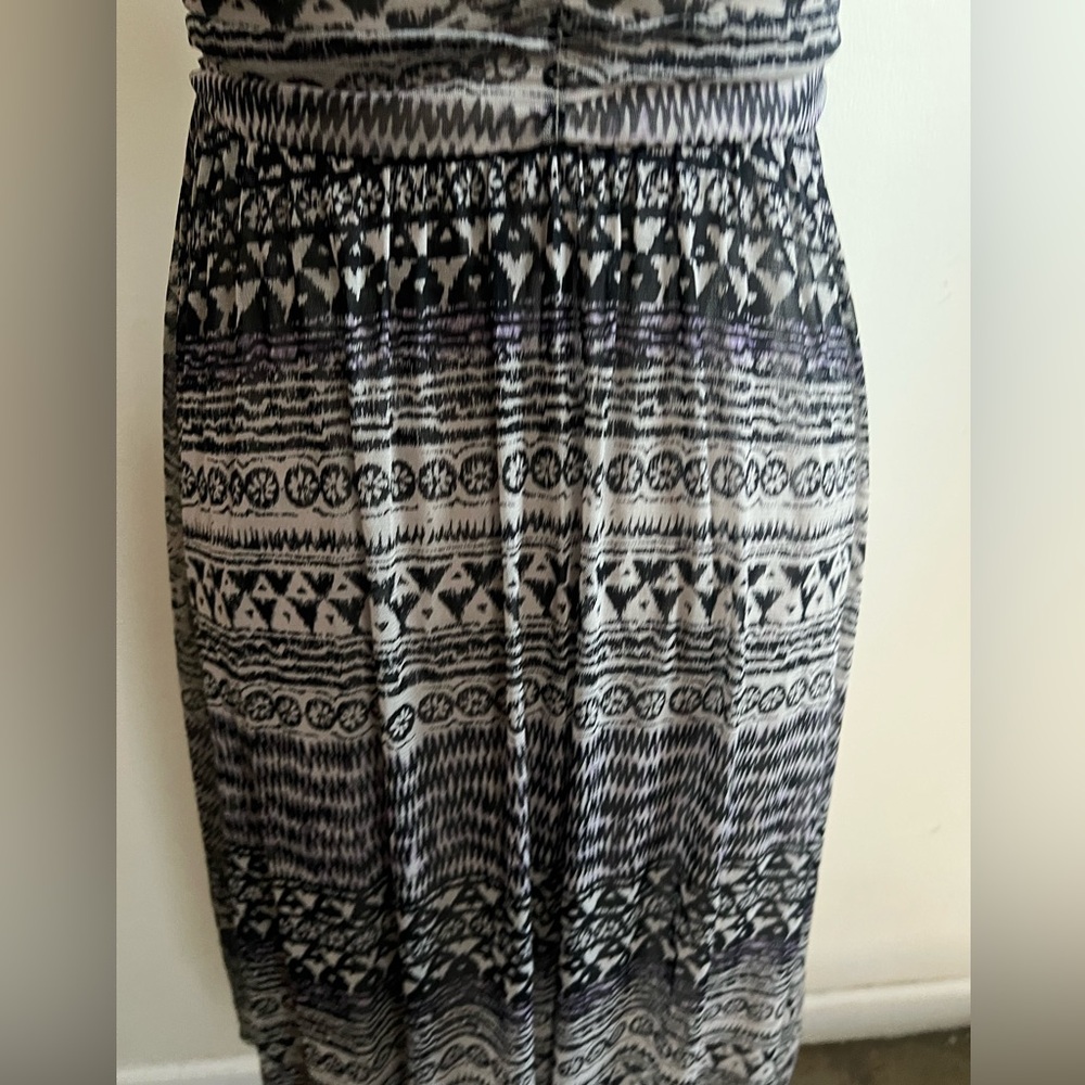 Free People Black White Geometric Tribal Mesh Ruched Mini Dress Womens Medium - Picture 10 of 10